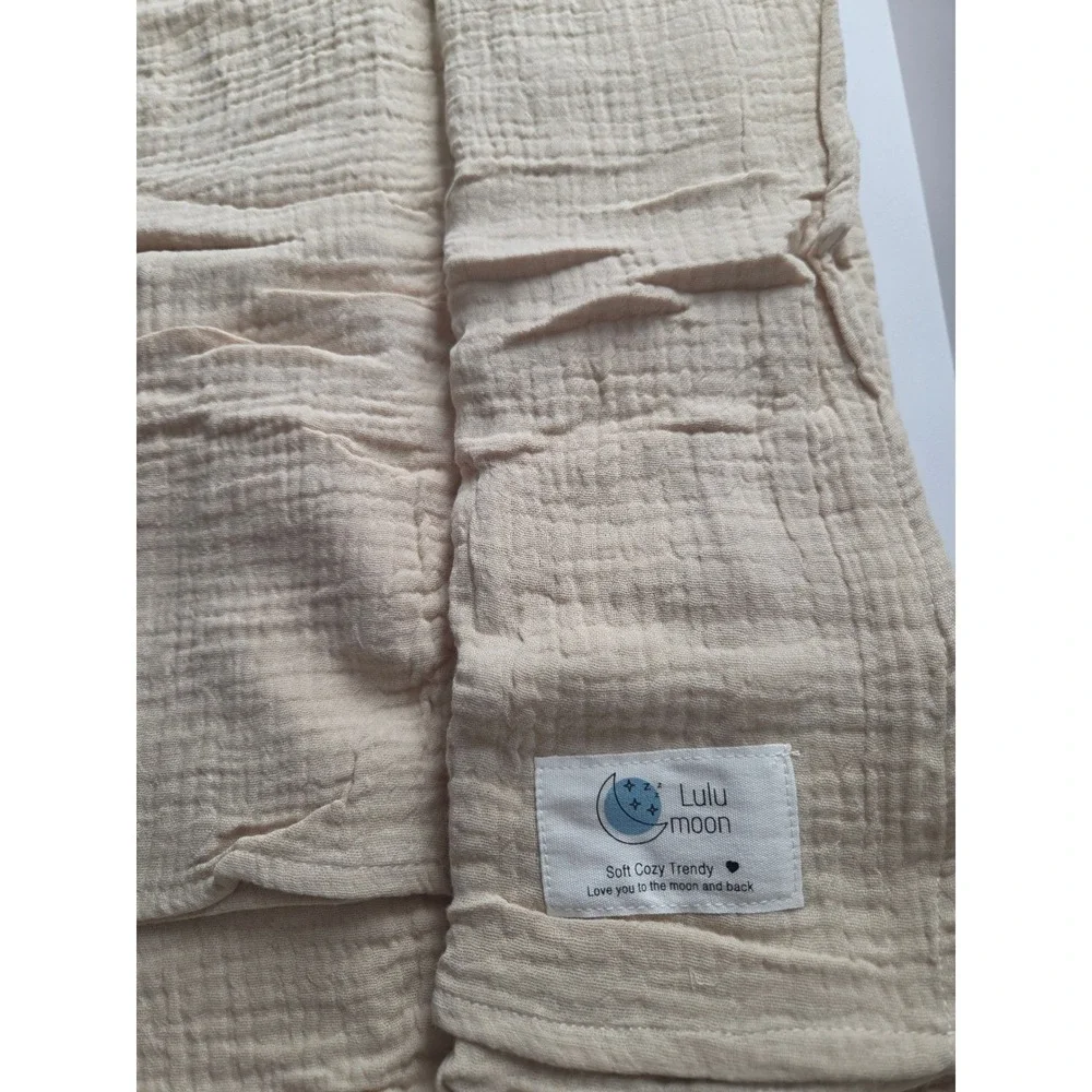 Lulumoon Muslin Swaddle Blankets 100% Cotton Tan Beige New in Box